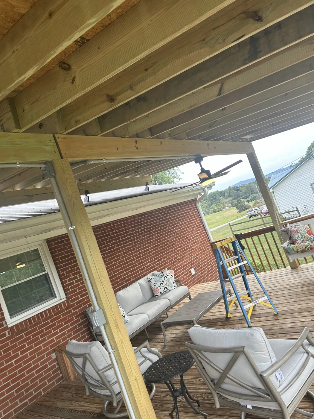 Covered deck fan and outdoor wiring