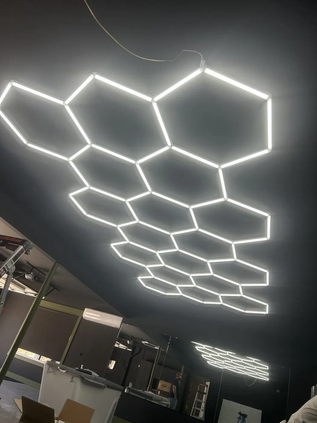 Completed hexagon lighting installation